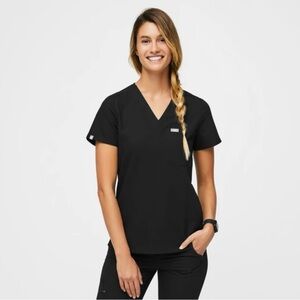 FIGS Women's Black V-Neck Scrub Top